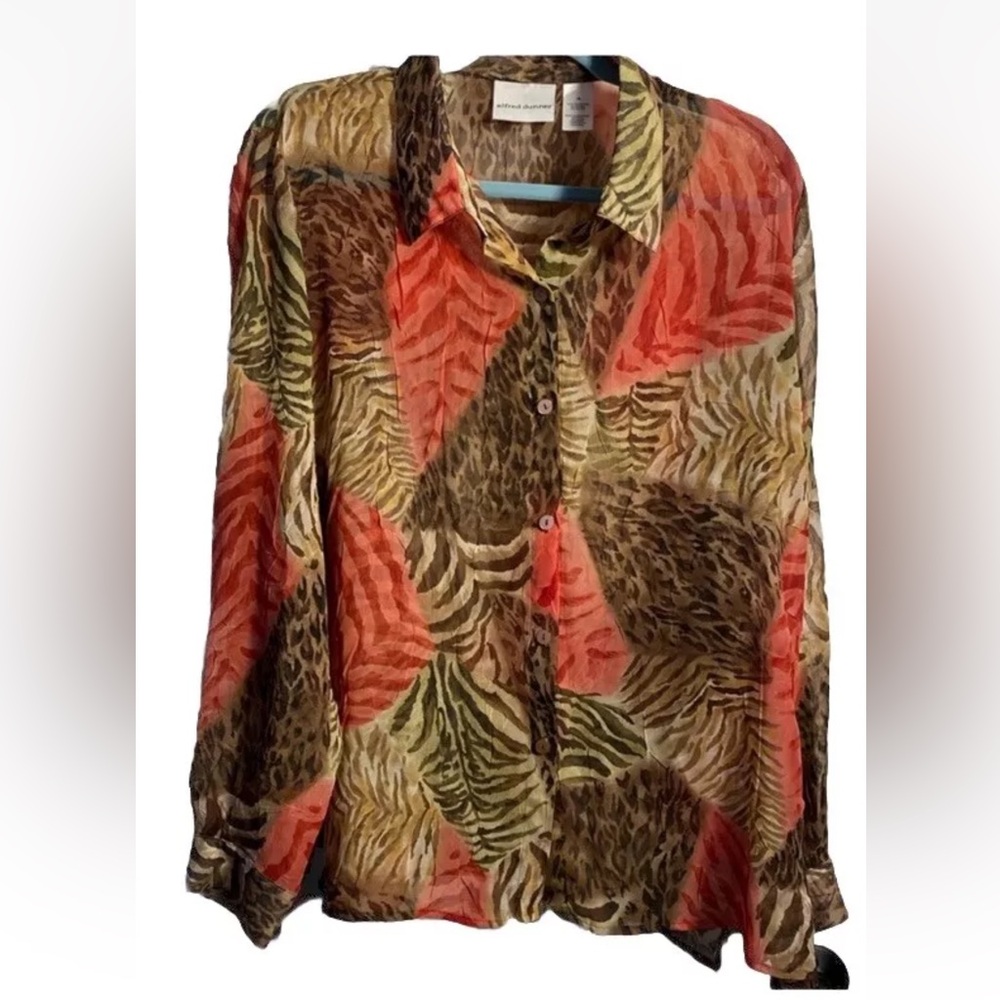 Alfred Dunner Long Sleeve Flowy Blouse Top Size 18